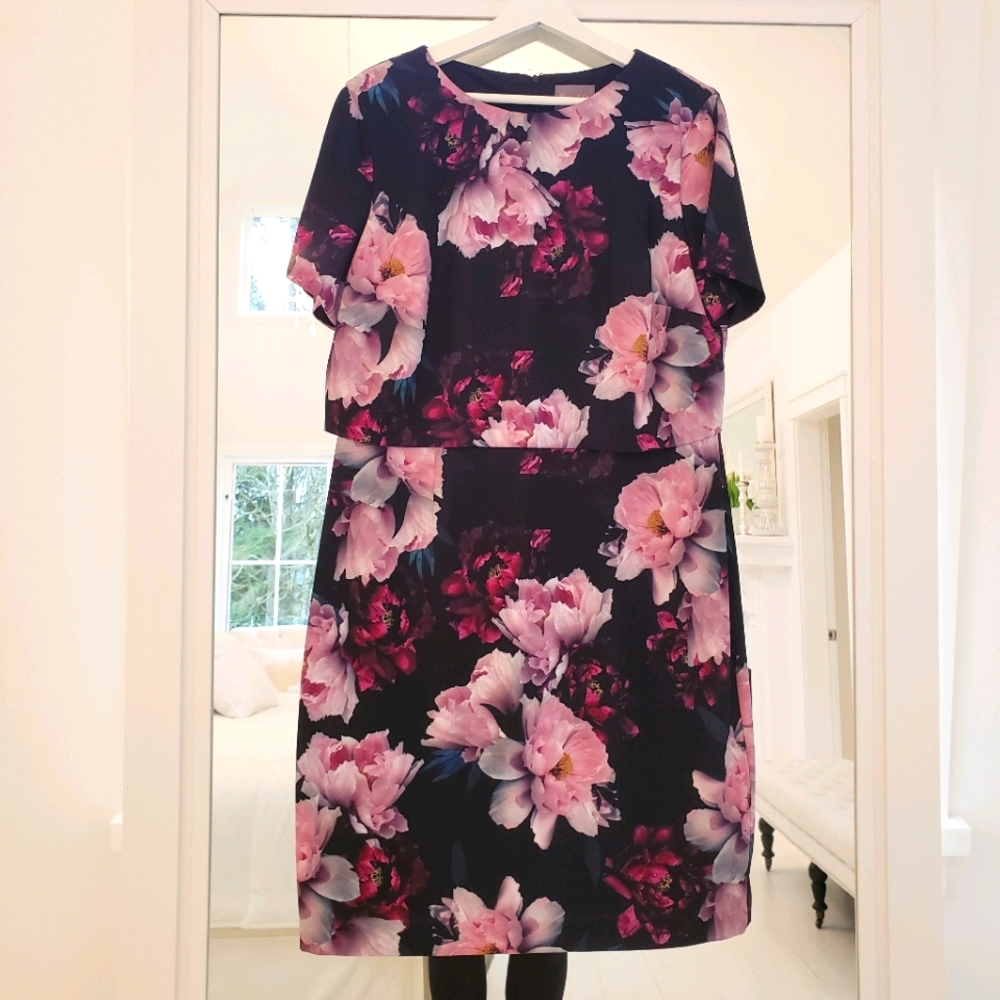 PHASE EIGHT Layered Floral Short Sleeve Dress